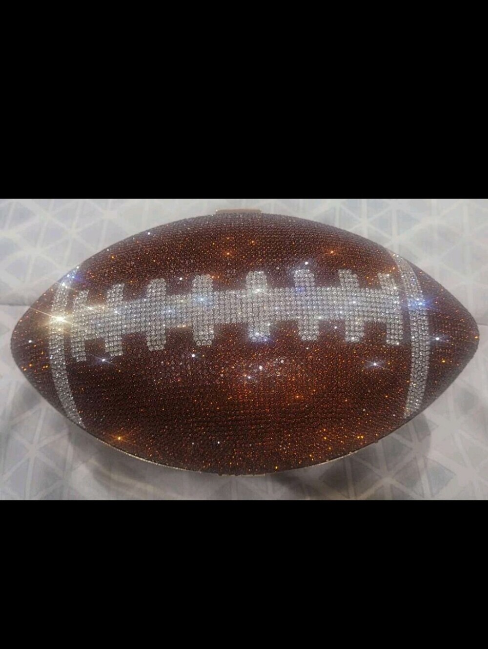 Crystal Embellished Coffee Brown Football Shoulder Bag - Unbranded